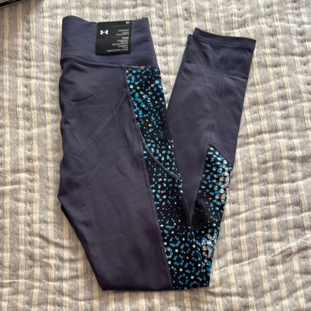 Under Armour Gray Leggings with Blue Pattern